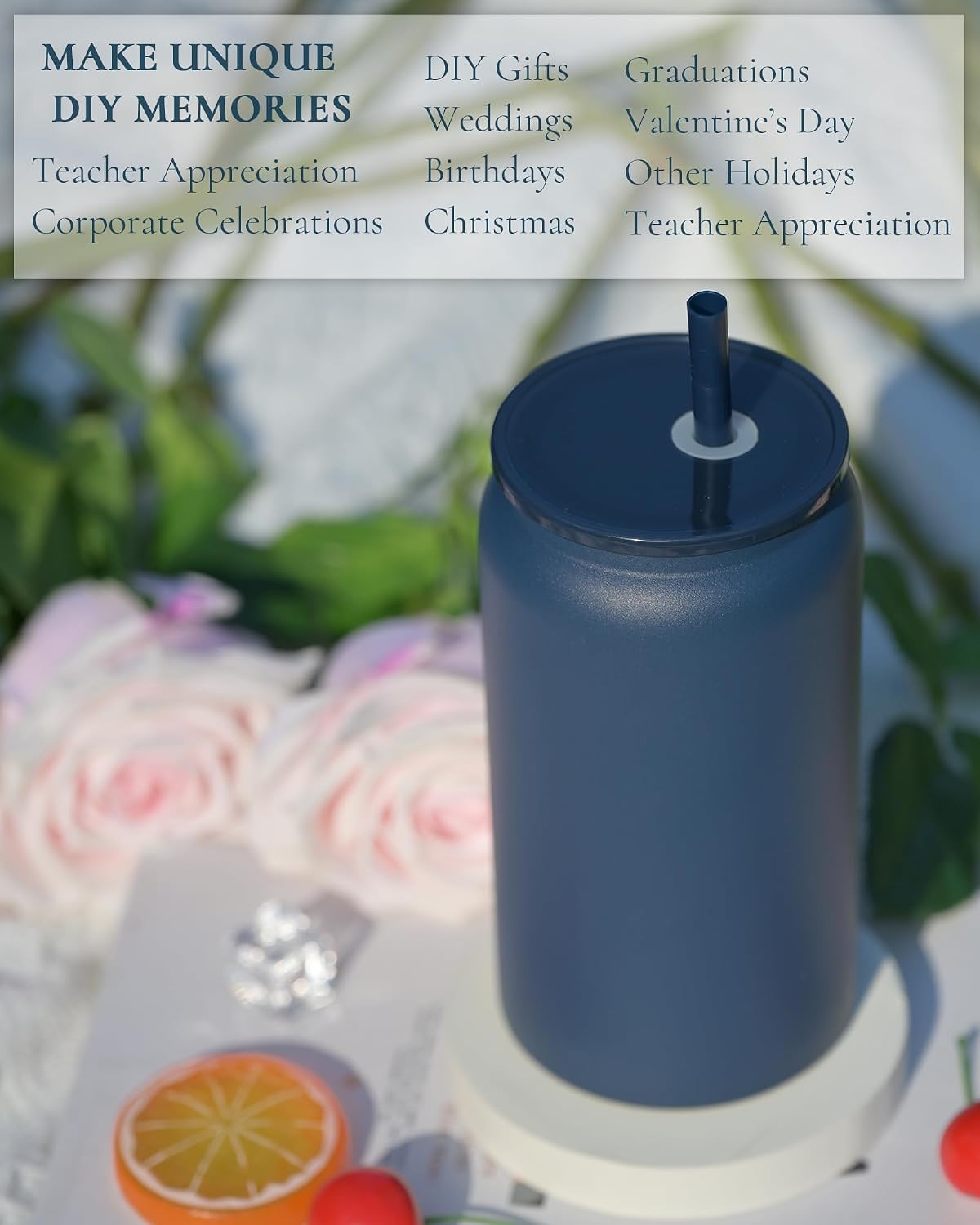 16 oz Tumbler, Insulated Tumbler with Straw, Iced Coffee Tumbler | Reusable Iced Coffee Cup with Lid and Straw, Stainless Steel Tumbler with Straw, Sky Blue, Textured Matte Finish