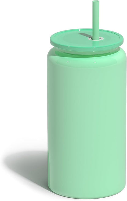 16 oz Tumbler, Insulated Tumbler with Straw, Iced Coffee Tumbler | Reusable Iced Coffee Cup with Lid and Straw, Stainless Steel Tumbler with Straw, Sky Blue, Textured Matte Finish