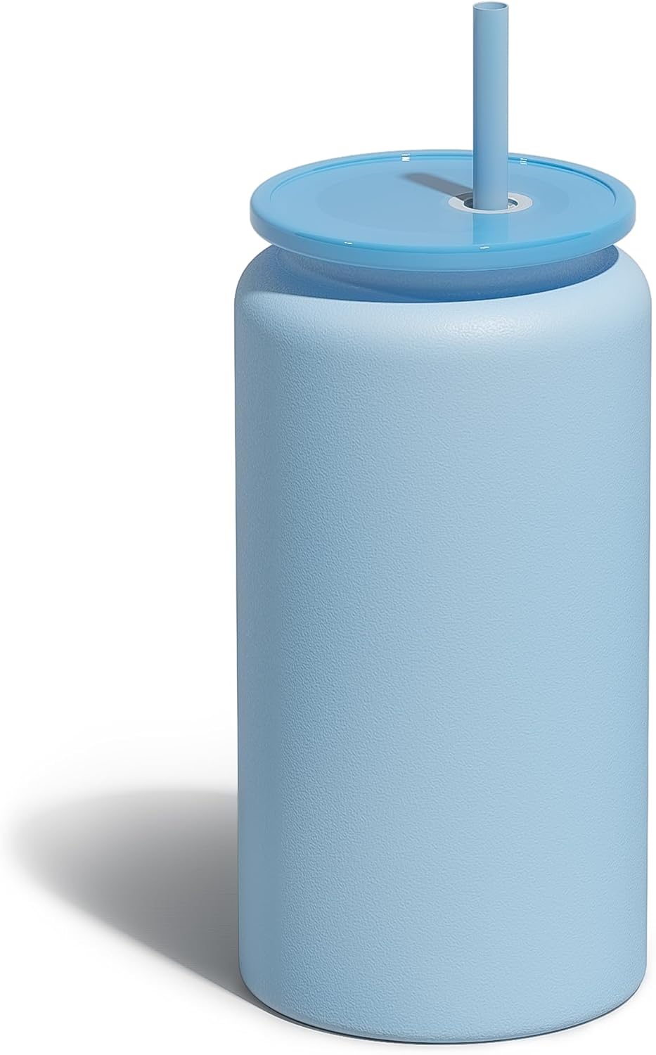 16 oz Tumbler, Insulated Tumbler with Straw, Iced Coffee Tumbler | Reusable Iced Coffee Cup with Lid and Straw, Stainless Steel Tumbler with Straw, Sky Blue, Textured Matte Finish