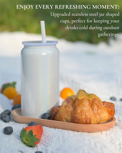 16 oz Tumbler, Insulated Tumbler with Straw, Iced Coffee Tumbler | Reusable Iced Coffee Cup with Lid and Straw, Stainless Steel Tumbler with Straw, Sky Blue, Textured Matte Finish
