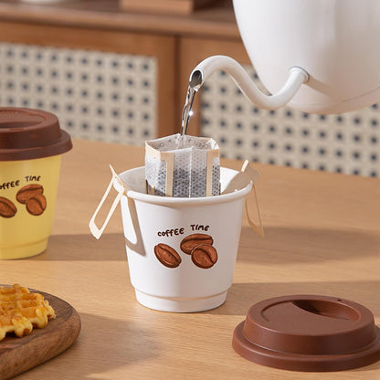 Ceramic Travel Coffee Cup with Lid, Reusable Coffee Mug for Desk，White | Ceramic Travel Coffee Cup with Silicone Lid, Lightweight Reusable To Go Coffee Cup for Office, Home, Picnic and Daily Use