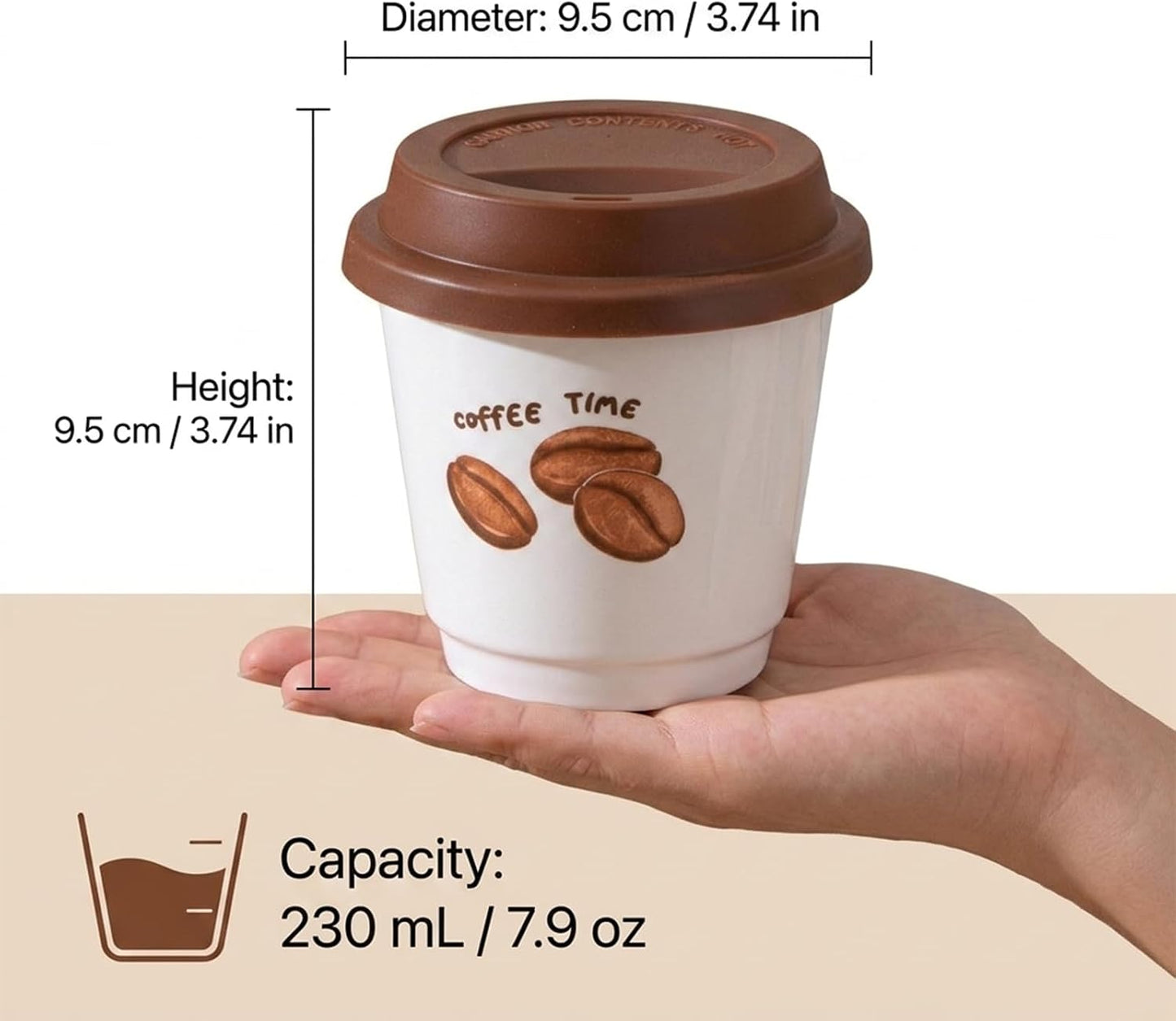 Ceramic Travel Coffee Cup with Lid, Reusable Coffee Mug for Desk，White | Ceramic Travel Coffee Cup with Silicone Lid, Lightweight Reusable To Go Coffee Cup for Office, Home, Picnic and Daily Use