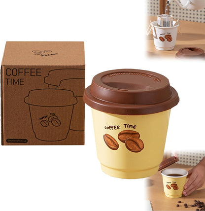 Ceramic Travel Coffee Cup with Lid, Reusable Coffee Mug for Desk，White | Ceramic Travel Coffee Cup with Silicone Lid, Lightweight Reusable To Go Coffee Cup for Office, Home, Picnic and Daily Use