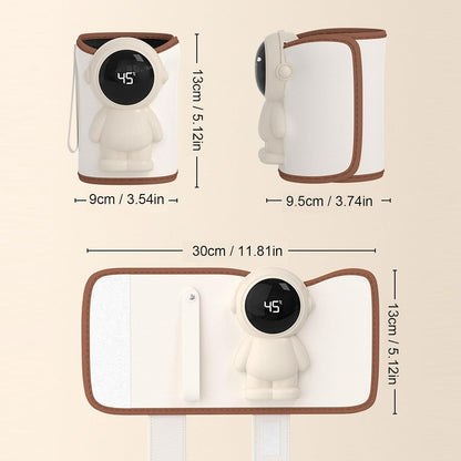 Portable Baby Bottle Warmer for Travel, PU Leather Fast Heating Constant Temperature Rechargeable USB Milk Warmer for Outdoor Travel Car