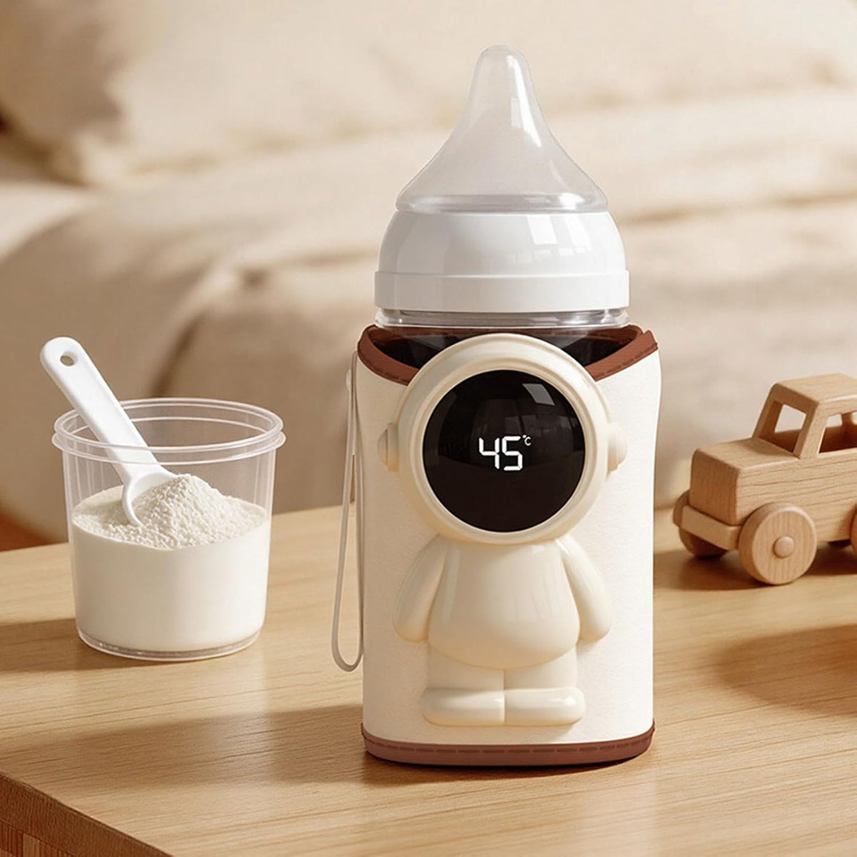 Portable Baby Bottle Warmer for Travel, PU Leather Fast Heating Constant Temperature Rechargeable USB Milk Warmer for Outdoor Travel Car