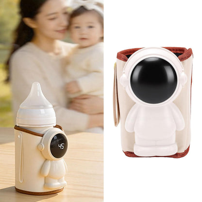 Portable Baby Bottle Warmer for Travel, PU Leather Fast Heating Constant Temperature Rechargeable USB Milk Warmer for Outdoor Travel Car
