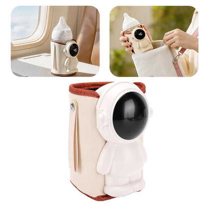 Portable Baby Bottle Warmer for Travel, PU Leather Fast Heating Constant Temperature Rechargeable USB Milk Warmer for Outdoor Travel Car