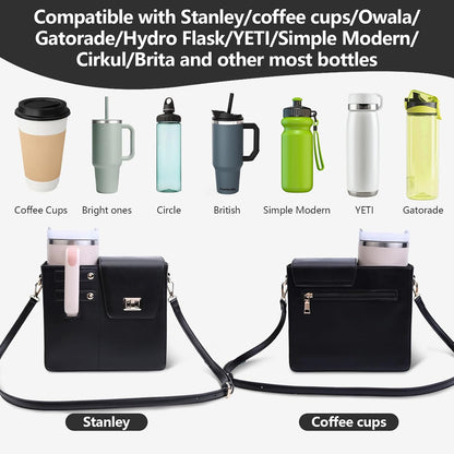 Stanley Cup Purse Crossbody Bag for 40oz Tumbler with Handle, Water Bottle Purse Pocket Adjustable Strap