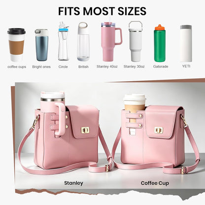 Stanley Cup Purse Crossbody Bag for 40oz Tumbler with Handle, Water Bottle Purse Pocket Adjustable Strap