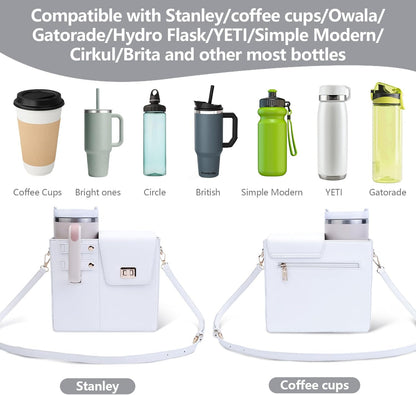 Stanley Cup Purse Crossbody Bag for 40oz Tumbler with Handle, Water Bottle Purse Pocket Adjustable Strap