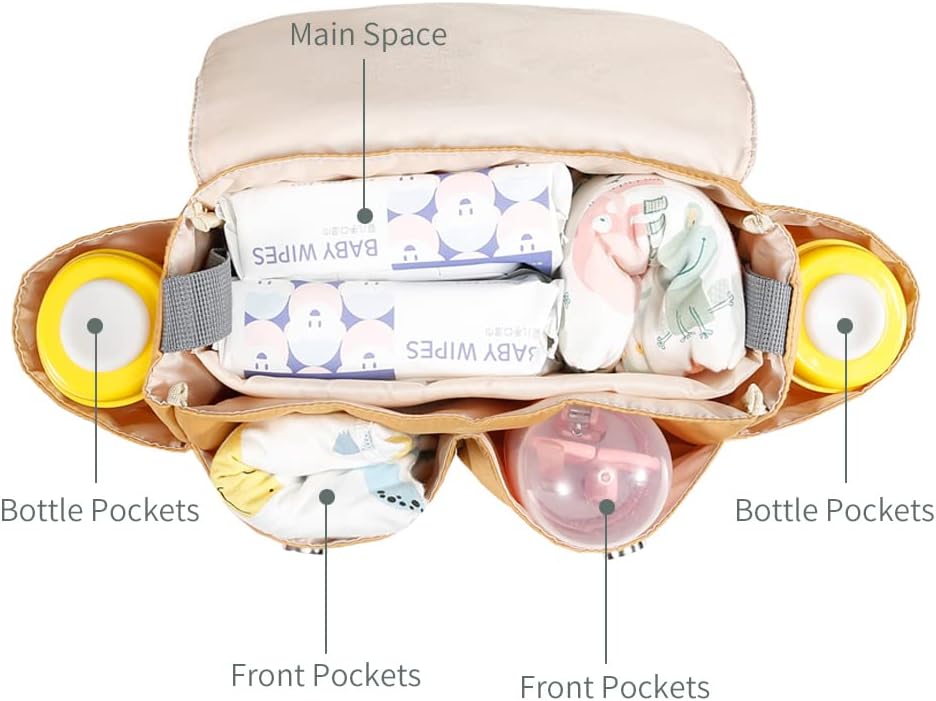 Universal Stroller Organizer with Cup Holder - Detachable, Compact Design.Diaper Storage, Pockets for Phone, Keys, Toys. Fit All Strollers-Black