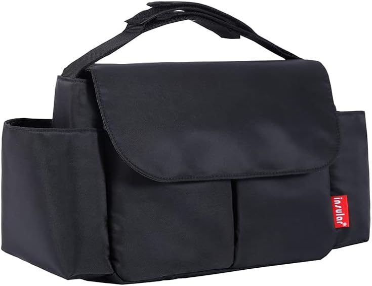 Universal Stroller Organizer with Cup Holder - Detachable, Compact Design.Diaper Storage, Pockets for Phone, Keys, Toys. Fit All Strollers-Black