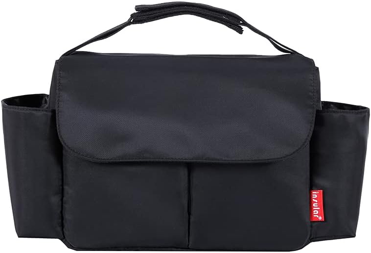 Universal Stroller Organizer with Cup Holder - Detachable, Compact Design.Diaper Storage, Pockets for Phone, Keys, Toys. Fit All Strollers-Black