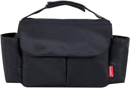 Universal Stroller Organizer with Cup Holder - Detachable, Compact Design.Diaper Storage, Pockets for Phone, Keys, Toys. Fit All Strollers-Black