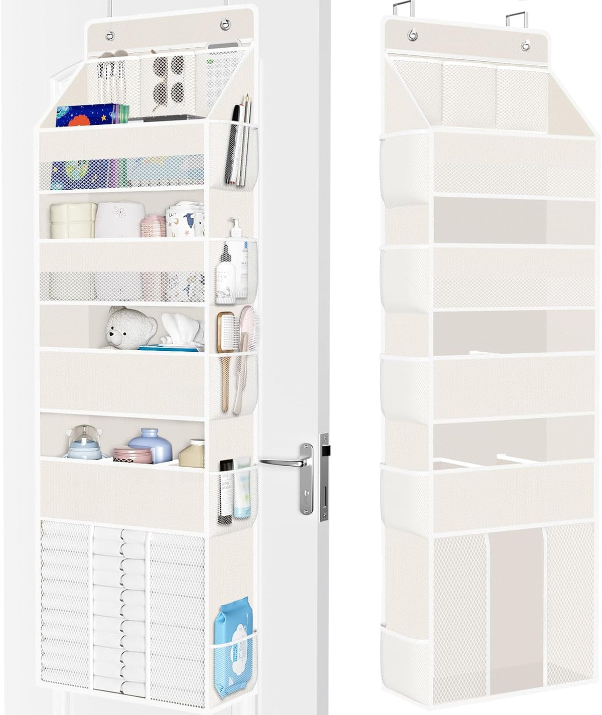 5-Tier Over the Door Organizer for Nursery Hanging, Gray
