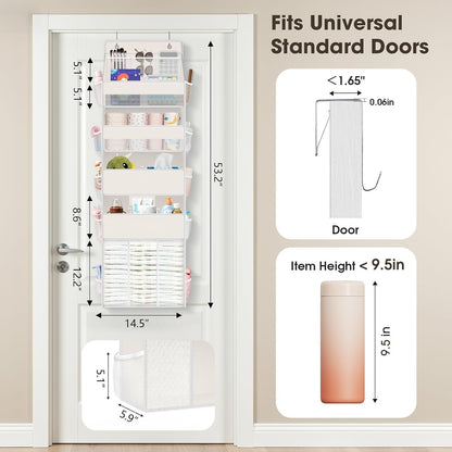 5-Tier Over the Door Organizer for Nursery Hanging, Gray
