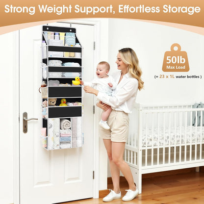 5-Tier Over the Door Organizer for Nursery Hanging, Gray