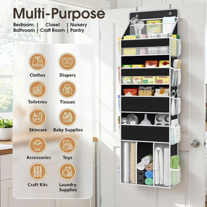 5-Tier Over the Door Organizer for Nursery Hanging, Gray