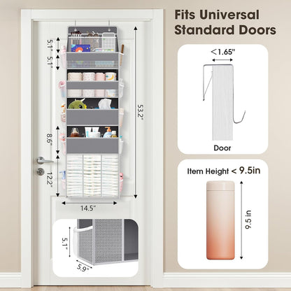 5-Tier Over the Door Organizer for Nursery Hanging, Gray