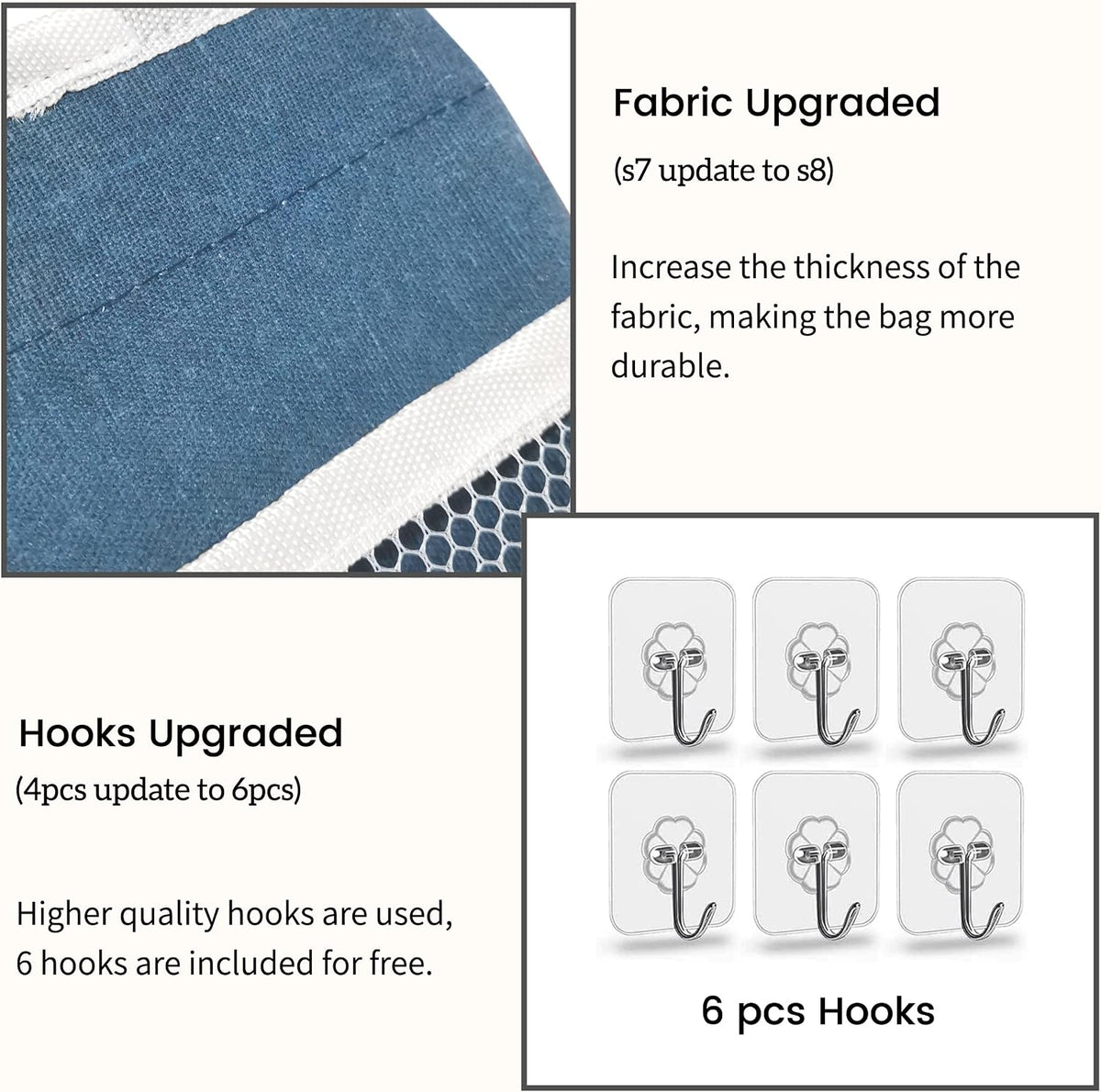 Large Wall Hanging Organizer Bag, Linen Fabric Door Hanging Storage Baskets with Pockets, Waterproof Bin for Kitchen, Bedroom, Office, RV Camper (Blue)