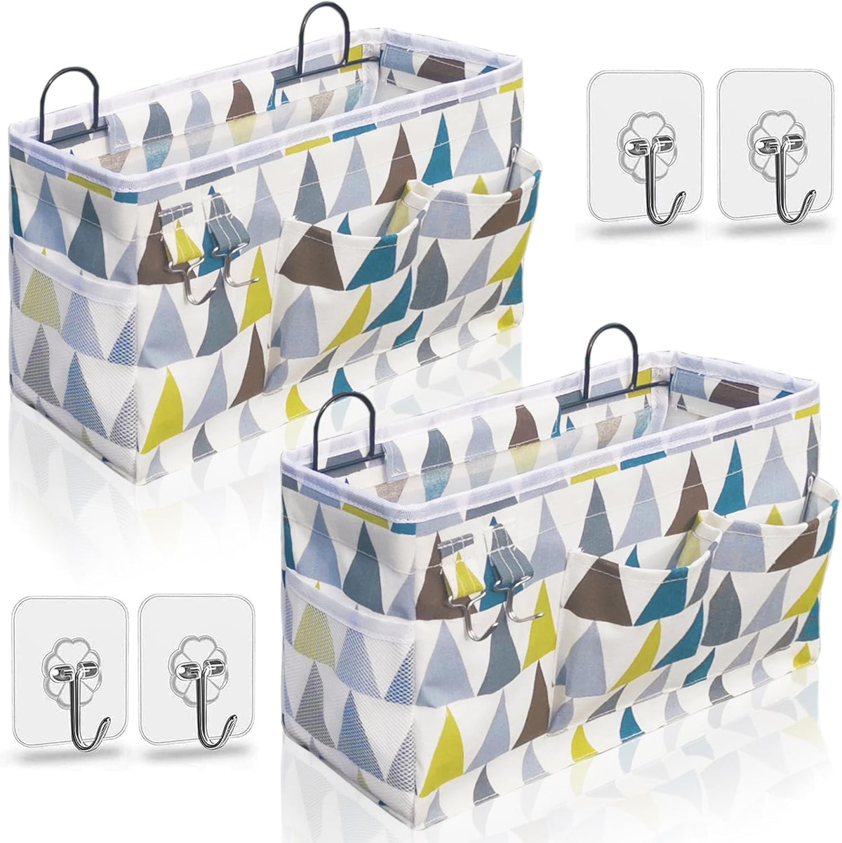 Large Wall Hanging Organizer Bag, Linen Fabric Door Hanging Storage Baskets with Pockets, Waterproof Bin for Kitchen, Bedroom, Office, RV Camper (Blue)