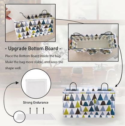 Large Wall Hanging Organizer Bag, Linen Fabric Door Hanging Storage Baskets with Pockets, Waterproof Bin for Kitchen, Bedroom, Office, RV Camper (Blue)