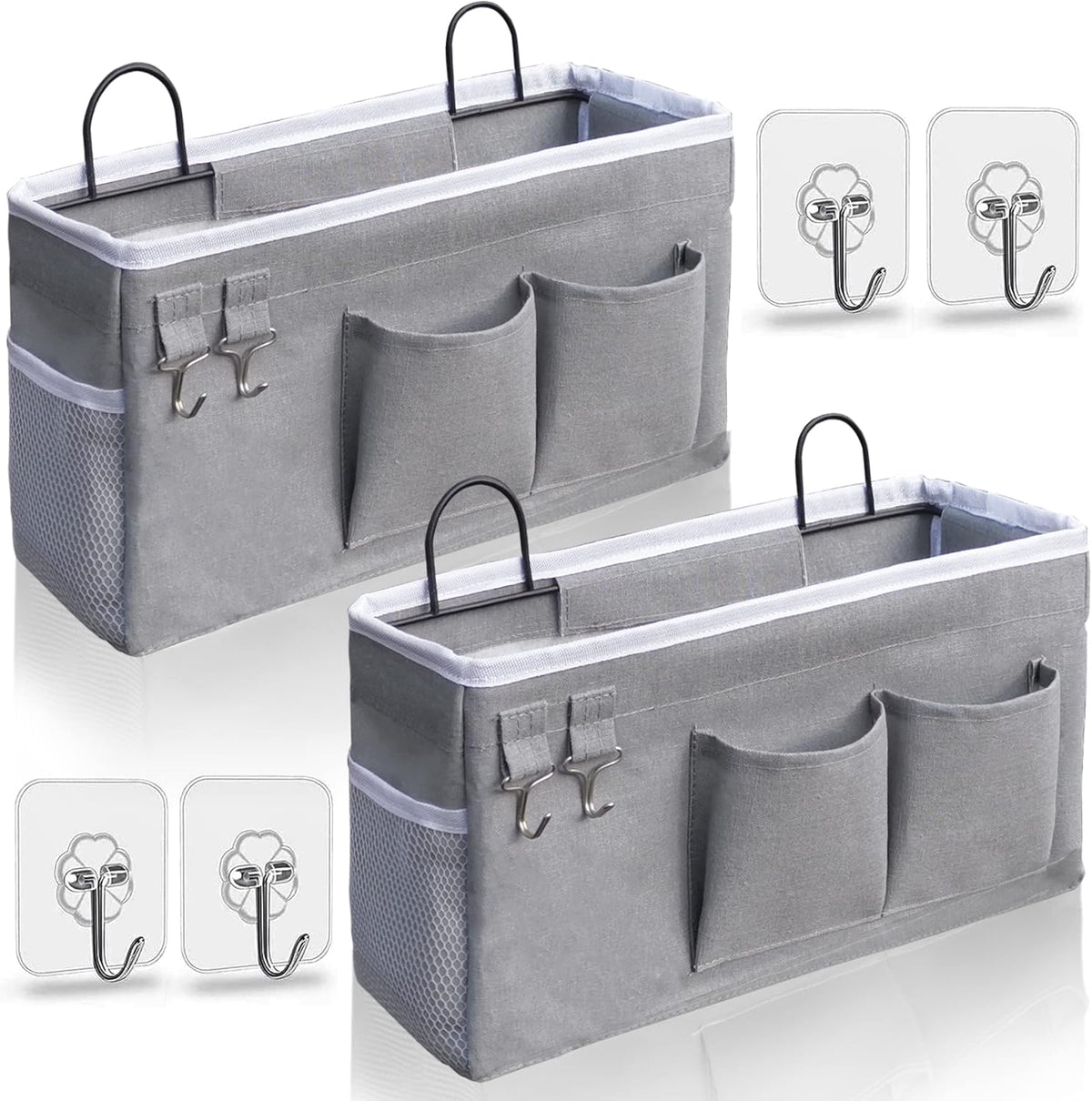 Large Wall Hanging Organizer Bag, Linen Fabric Door Hanging Storage Baskets with Pockets, Waterproof Bin for Kitchen, Bedroom, Office, RV Camper (Blue)