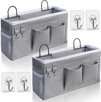 Large Wall Hanging Organizer Bag, Linen Fabric Door Hanging Storage Baskets with Pockets, Waterproof Bin for Kitchen, Bedroom, Office, RV Camper (Blue)