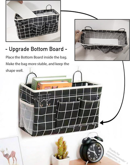 Large Wall Hanging Organizer Bag, Linen Fabric Door Hanging Storage Baskets with Pockets, Waterproof Bin for Kitchen, Bedroom, Office, RV Camper (Blue)