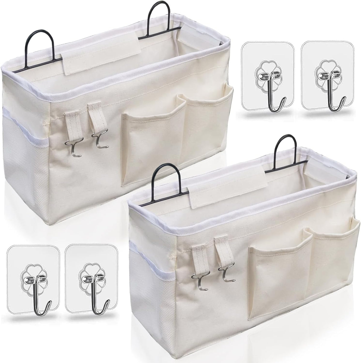 Large Wall Hanging Organizer Bag, Linen Fabric Door Hanging Storage Baskets with Pockets, Waterproof Bin for Kitchen, Bedroom, Office, RV Camper (Blue)