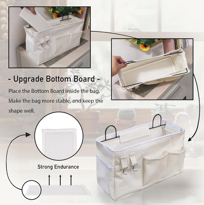 Large Wall Hanging Organizer Bag, Linen Fabric Door Hanging Storage Baskets with Pockets, Waterproof Bin for Kitchen, Bedroom, Office, RV Camper (Blue)
