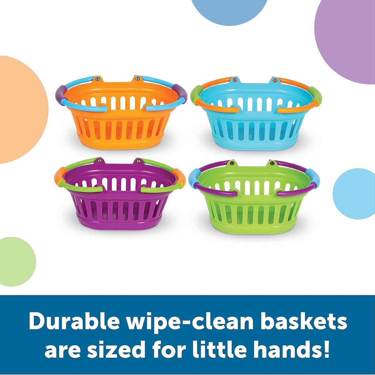 New Sprouts Stack of Baskets - 4 Pieces, Ages 18 mos+ Toddler Pretend Play Toys, Play Grocery Basket, Perfect for Easter Baskets
