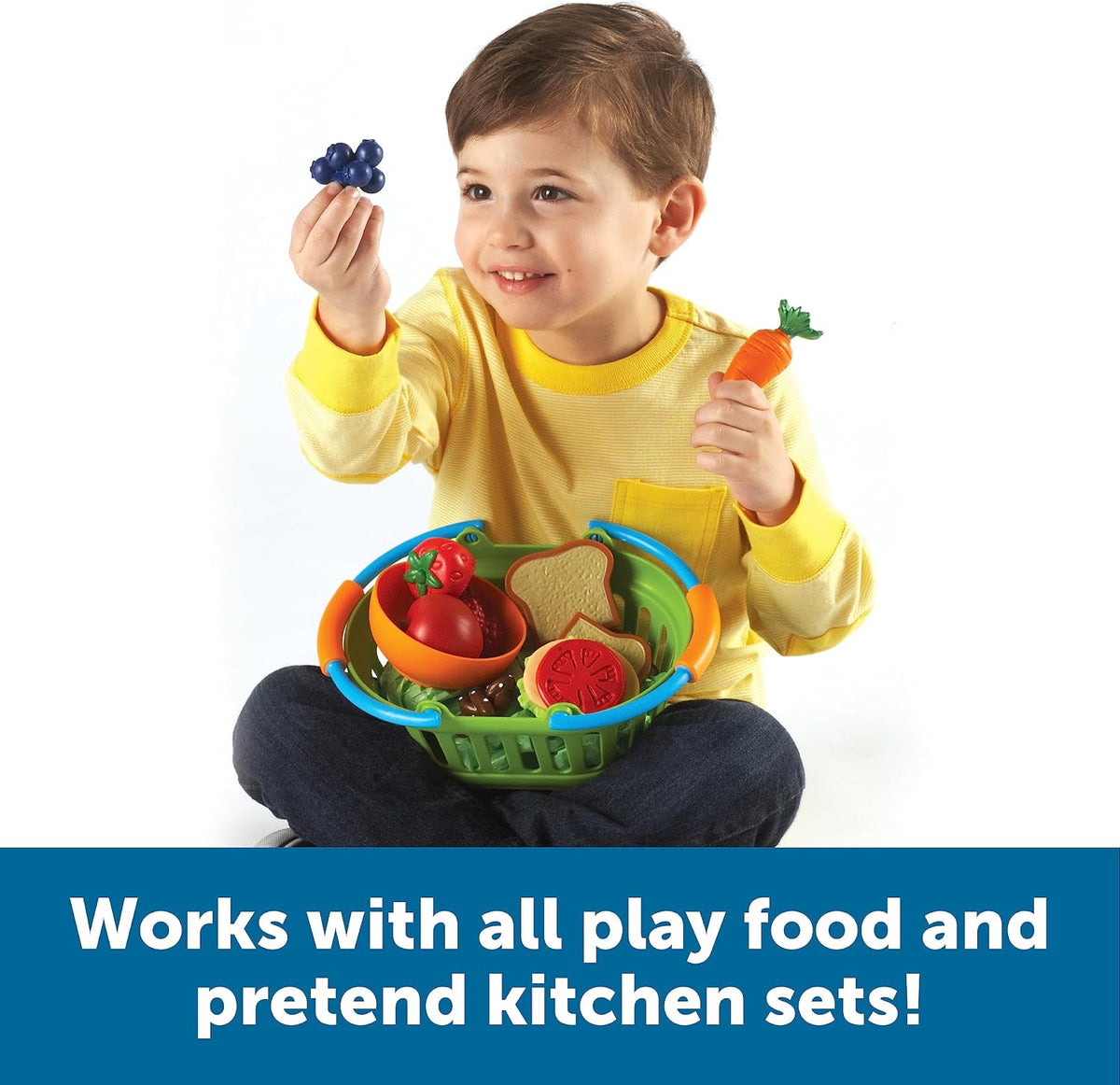 New Sprouts Stack of Baskets - 4 Pieces, Ages 18 mos+ Toddler Pretend Play Toys, Play Grocery Basket, Perfect for Easter Baskets