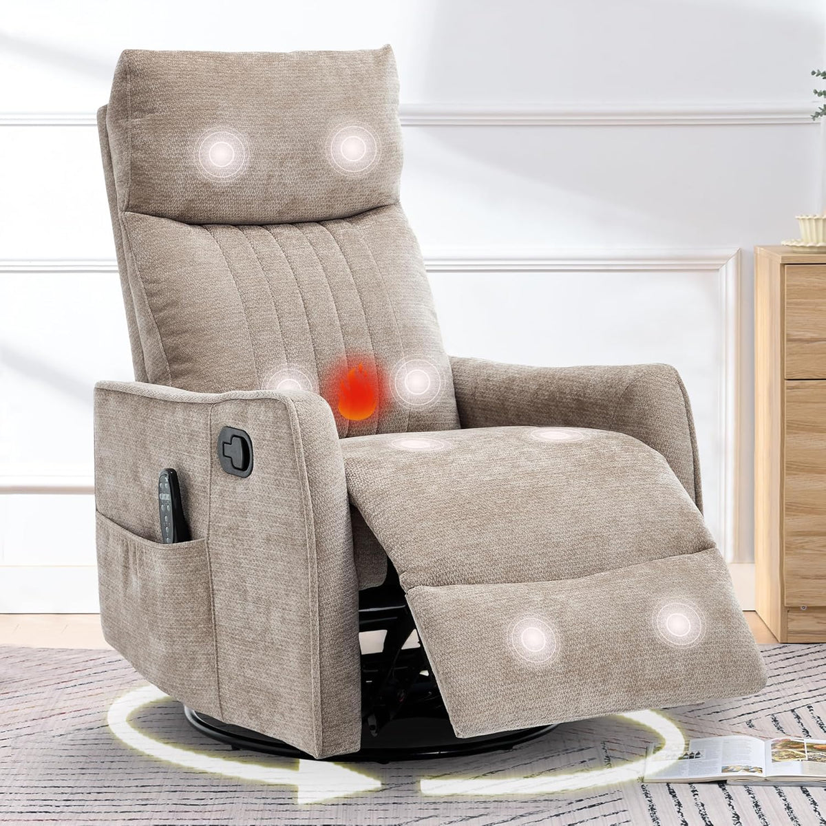 Small Swivel Rocker Recliner Glider Chair for Nursery Living Room