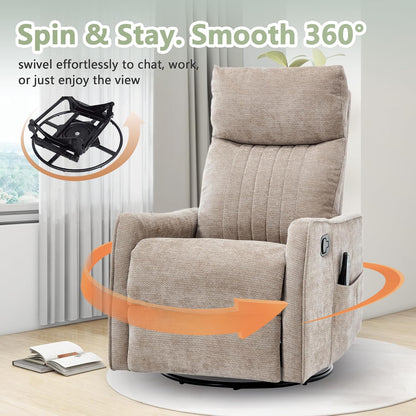 Small Swivel Rocker Recliner Glider Chair for Nursery Living Room
