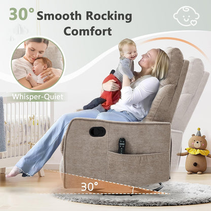 Small Swivel Rocker Recliner Glider Chair for Nursery Living Room