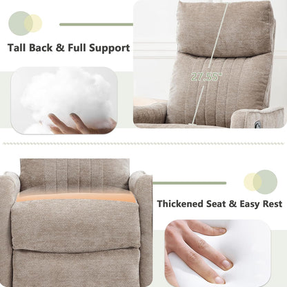 Small Swivel Rocker Recliner Glider Chair for Nursery Living Room