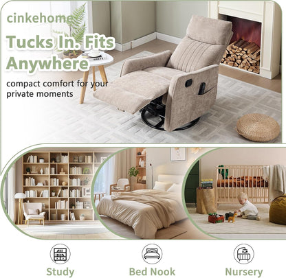 Small Swivel Rocker Recliner Glider Chair for Nursery Living Room