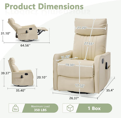 Small Swivel Rocker Recliner Glider Chair for Nursery Living Room