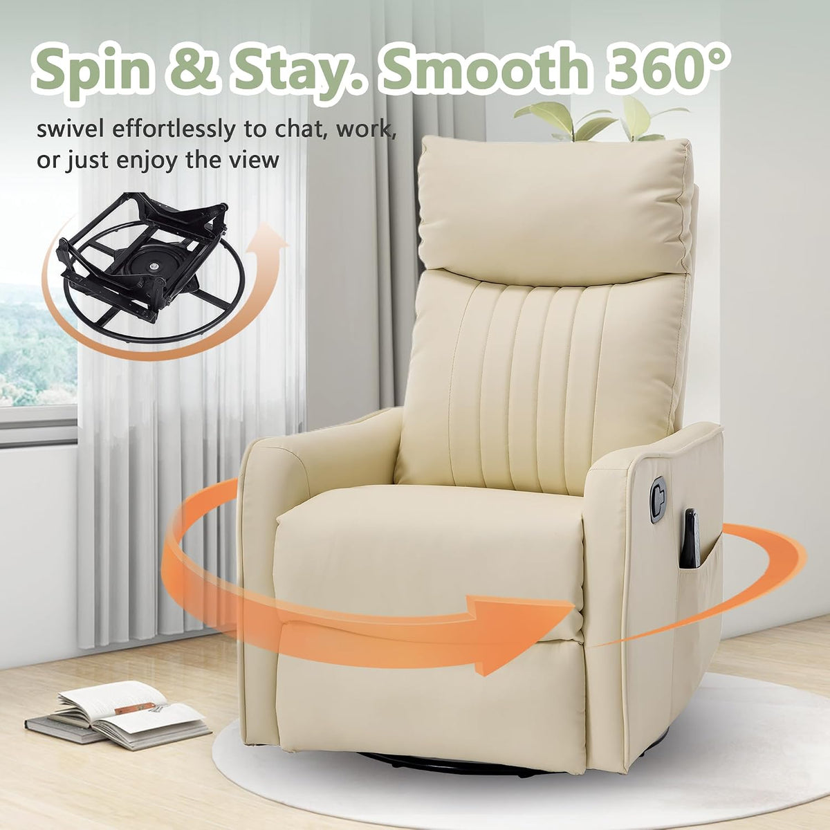 Small Swivel Rocker Recliner Glider Chair for Nursery Living Room