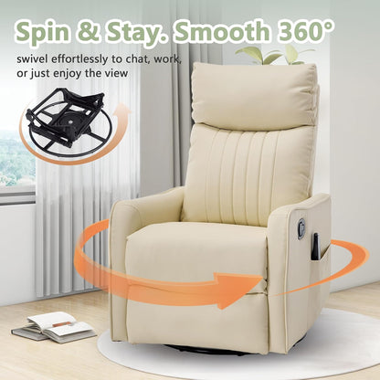 Small Swivel Rocker Recliner Glider Chair for Nursery Living Room