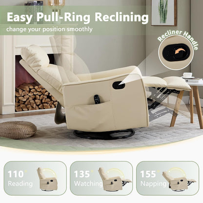 Small Swivel Rocker Recliner Glider Chair for Nursery Living Room