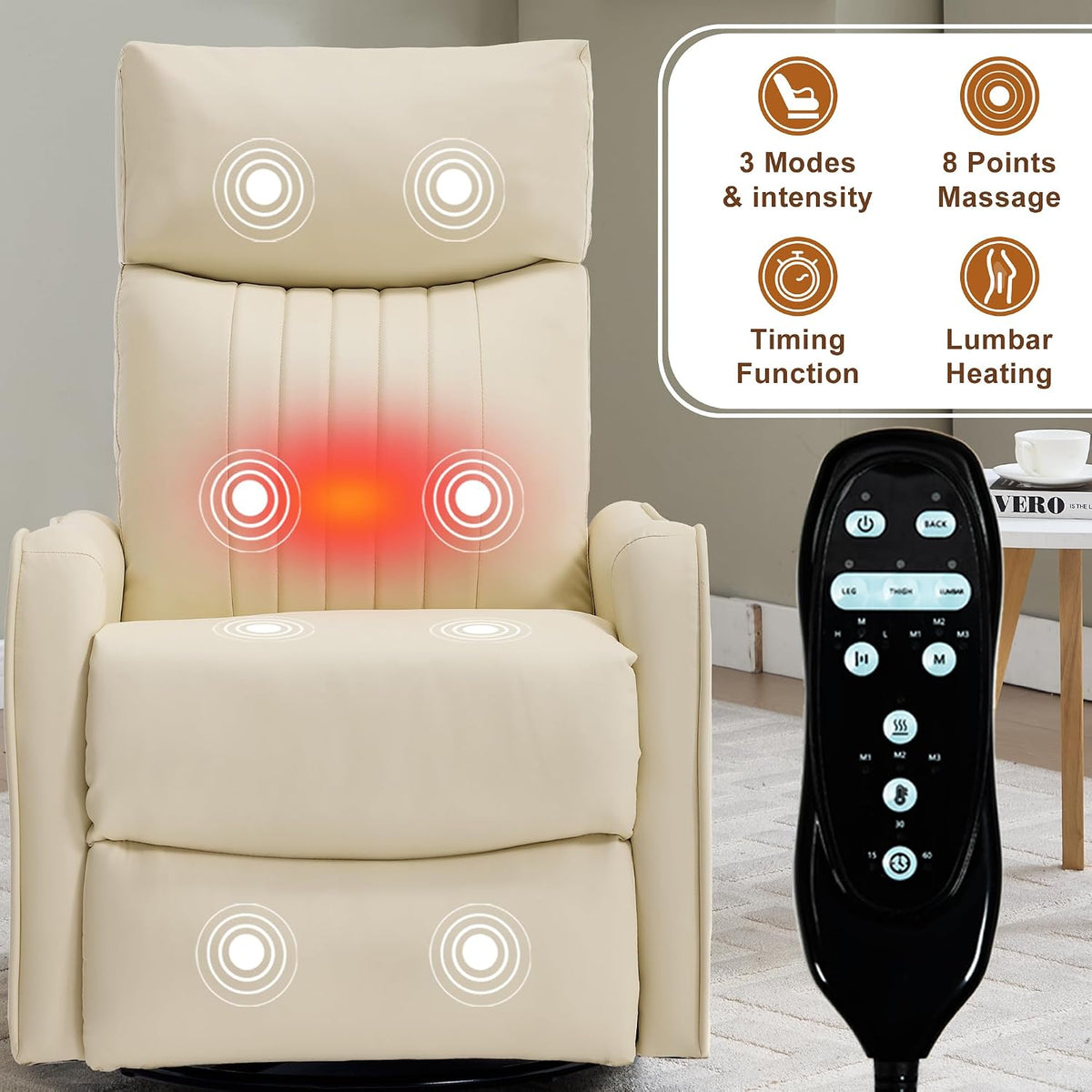Small Swivel Rocker Recliner Glider Chair for Nursery Living Room