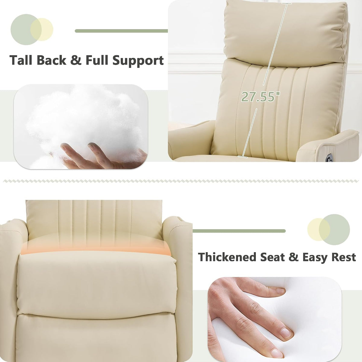 Small Swivel Rocker Recliner Glider Chair for Nursery Living Room