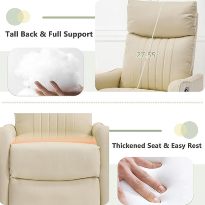 Small Swivel Rocker Recliner Glider Chair for Nursery Living Room