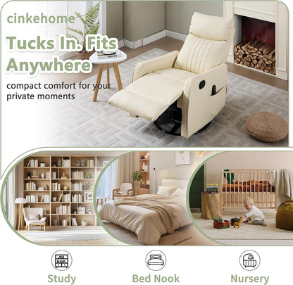 Small Swivel Rocker Recliner Glider Chair for Nursery Living Room