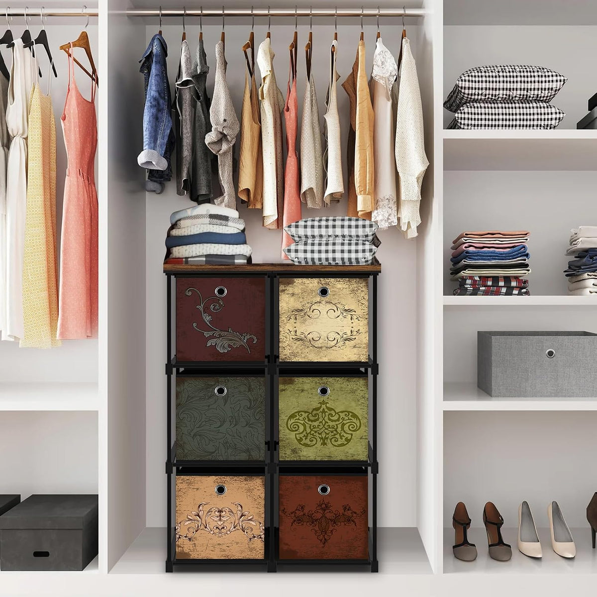 Small Fabric Dresser with 6 Drawers, DIY Cube Organizer for Closet