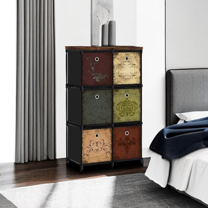 Small Fabric Dresser with 6 Drawers, DIY Cube Organizer for Closet