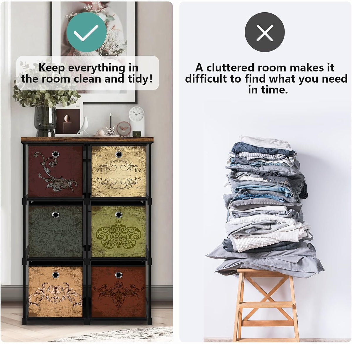 Small Fabric Dresser with 6 Drawers, DIY Cube Organizer for Closet