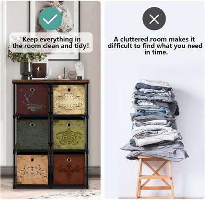 Small Fabric Dresser with 6 Drawers, DIY Cube Organizer for Closet